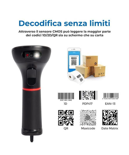 Vultech Lettore ottico di codici a barre 2D con connessione USB [BC-07M]