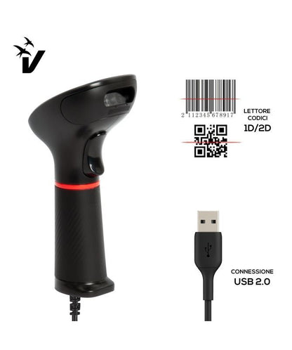 Vultech Lettore ottico di codici a barre 2D con connessione USB [BC-07M]