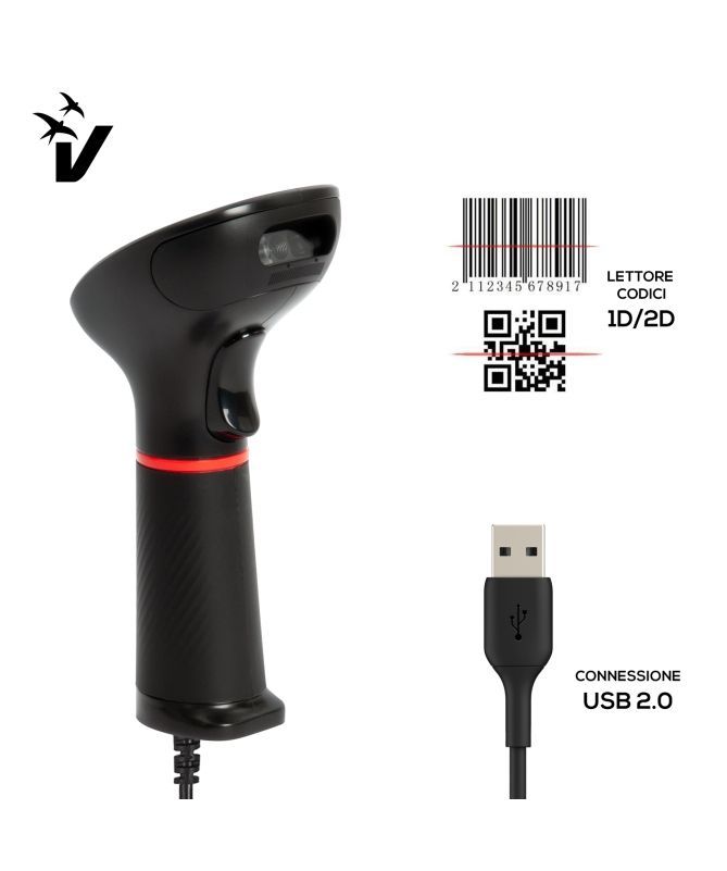 Vultech Lettore ottico di codici a barre 2D con connessione USB [BC-07M]