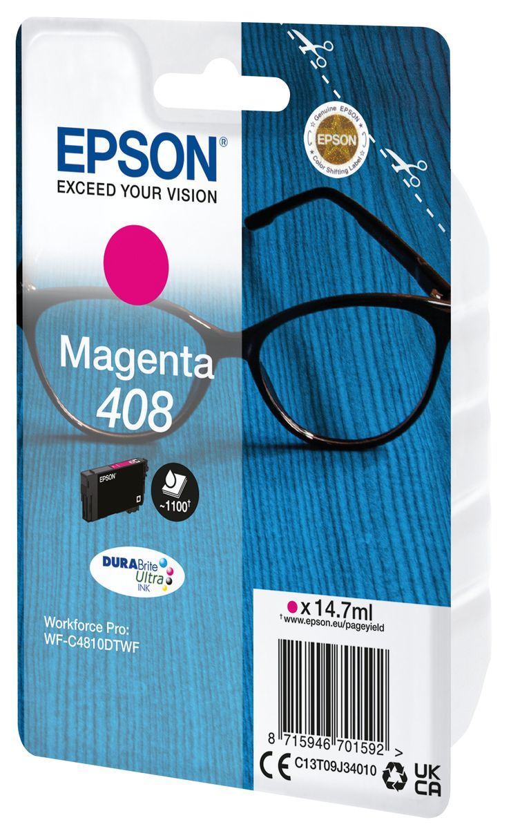 Epson Singlepack Magenta 408 DURABrite Ultra Ink [C13T09J34010]