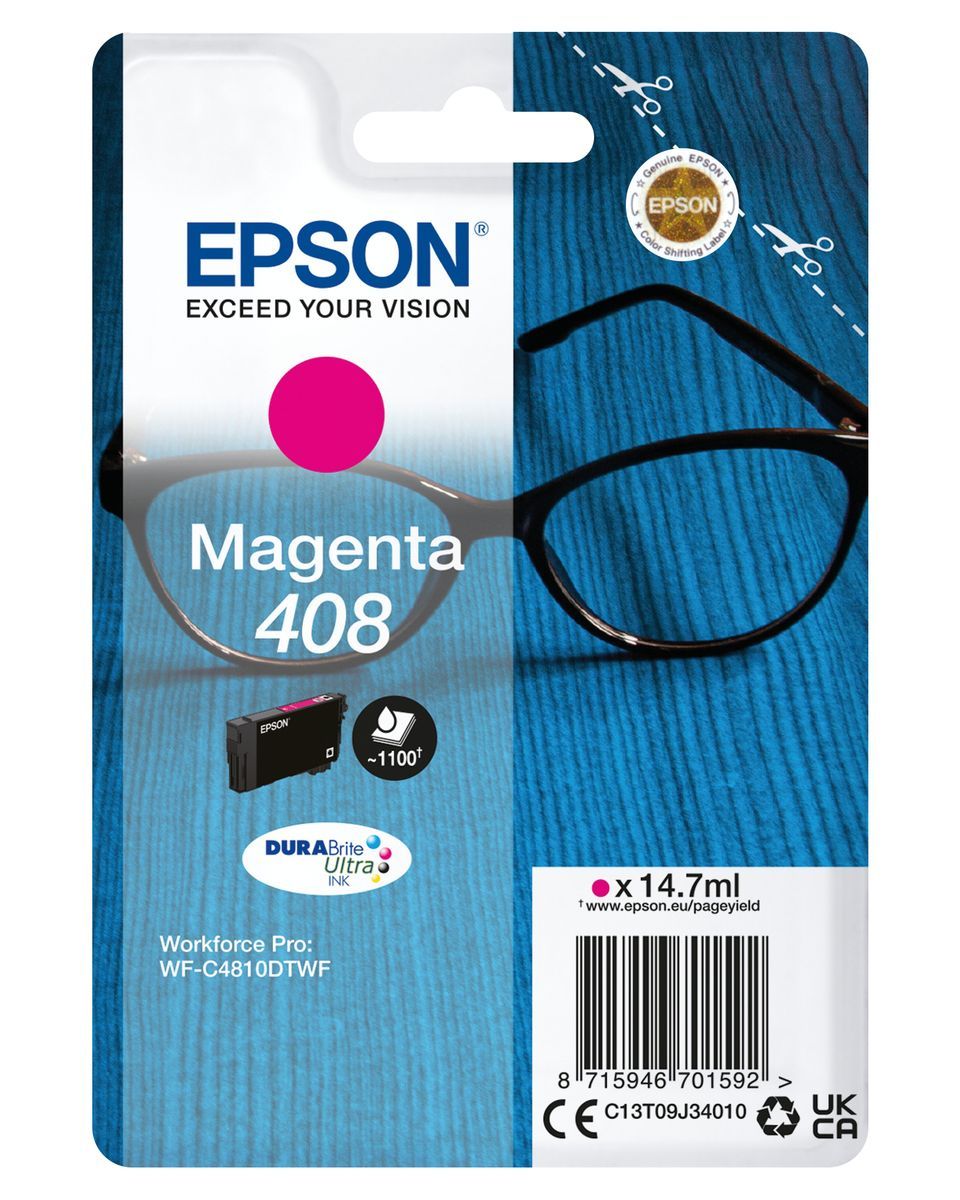 Epson Singlepack Magenta 408 DURABrite Ultra Ink [C13T09J34010]