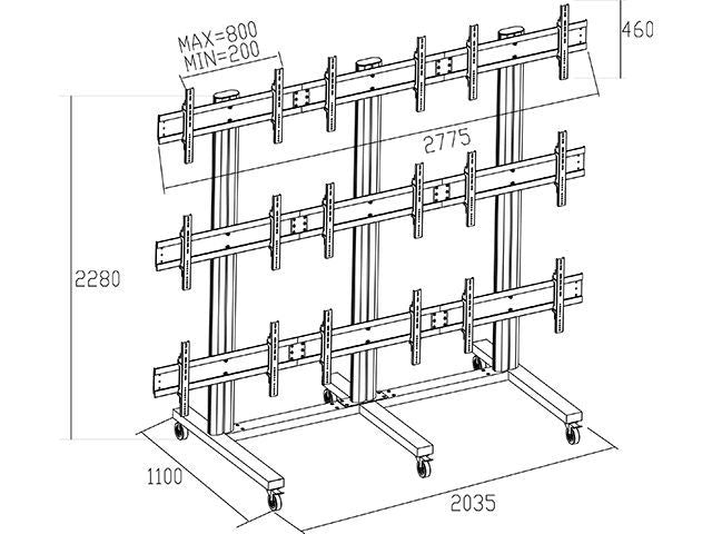 ITB MB9734 55" Portable flat panel floor stand Nero base da pavimento per tv a schermo piatto [MB9734]