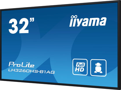 iiyama PROLITE Pannello A digitale 80 cm (31.5") LED Wi-Fi 500 cd/m Full HD Nero Processore integrato Android 11 24/7 [LH3260HS-B1AG]