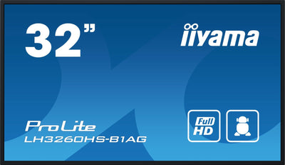 iiyama LH3260HS-B1AG visualizzatore di messaggi Pannello A digitale 80 cm (31.5") LED Wi-Fi 500 cd/m Full HD Nero Processore integrato Android 11 24/7 [LH3260HS-B1AG]