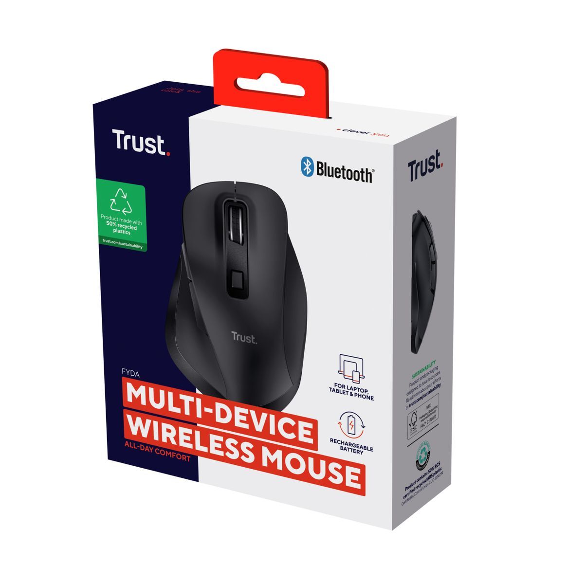 Trust Fyda mouse Ufficio Mano destra RF senza fili + Bluetooth Ottico 2400 DPI [25708]
