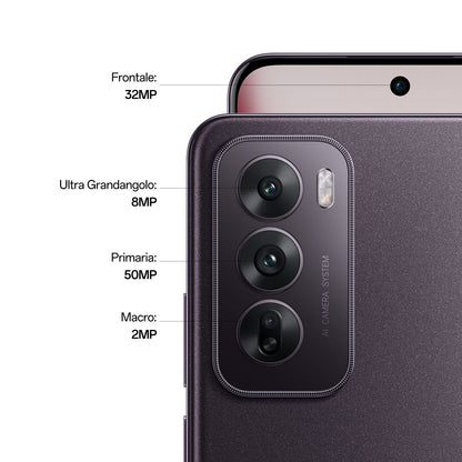 OPPO Reno12 5G AI Smartphone, Tripla fotocamera 50+8+2MP, Selfie 32MP, Display 6.7 120HZ AMOLED FHD+, 5000mAh, RAM 24 GB (12+12) + ROM 256GB, [Versione Italia], Black Brown [110010233902]