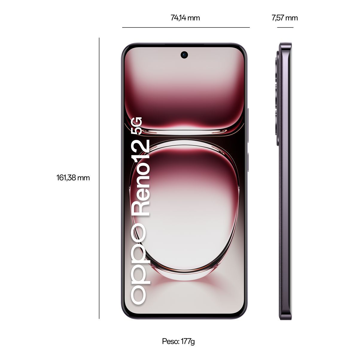 OPPO Reno12 5G AI Smartphone, Tripla fotocamera 50+8+2MP, Selfie 32MP, Display 6.7 120HZ AMOLED FHD+, 5000mAh, RAM 24 GB (12+12) + ROM 256GB, [Versione Italia], Black Brown [110010233902]