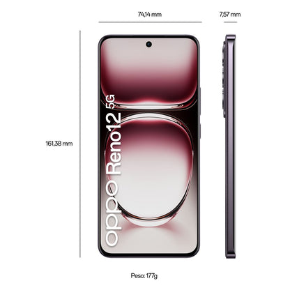 OPPO Reno12 5G AI Smartphone, Tripla fotocamera 50+8+2MP, Selfie 32MP, Display 6.7 120HZ AMOLED FHD+, 5000mAh, RAM 24 GB (12+12) + ROM 256GB, [Versione Italia], Black Brown [110010233902]