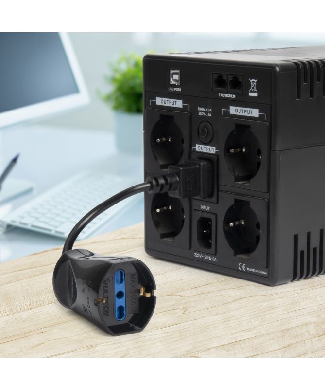 Vultech Cavo di Alimentazione IEC C14 Maschio - 10/16A Bipasso Schuko [MU-UPS02]