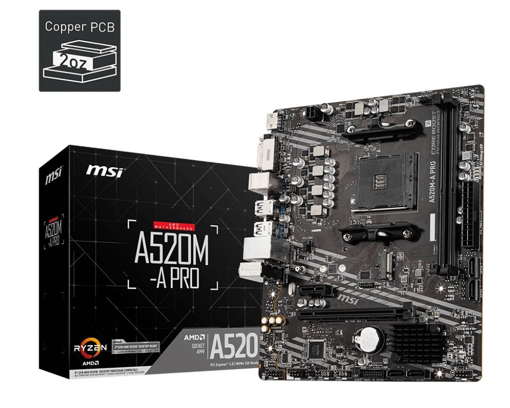 MSI A520M-A PRO scheda madre AMD A520 Socket AM4 micro ATX [A520M-APRO]
