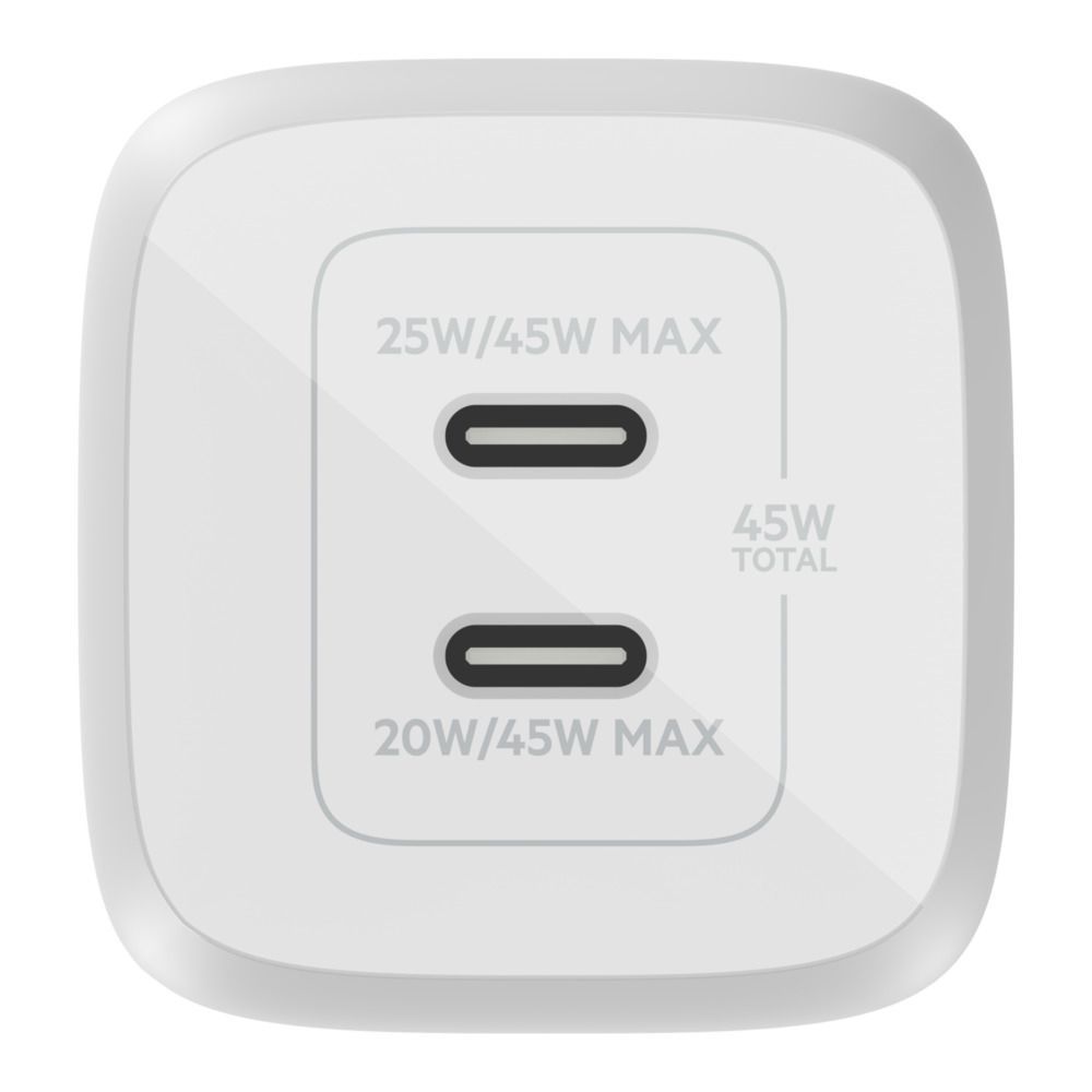 Belkin CARICABATTERIA DA PARETE DOPPIO GAN USB-C PPS 45W [WCH011VFWH]