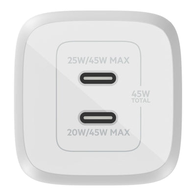 Belkin CARICABATTERIA DA PARETE DOPPIO GAN USB-C PPS 45W [WCH011VFWH]