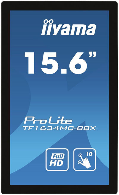 iiyama ProLite TF1634MC-B8X Monitor PC 39,6 cm (15.6") 1920 x 1080 Pixel Full HD LED Touch screen Multi utente Nero [TF1634MC-B8X]