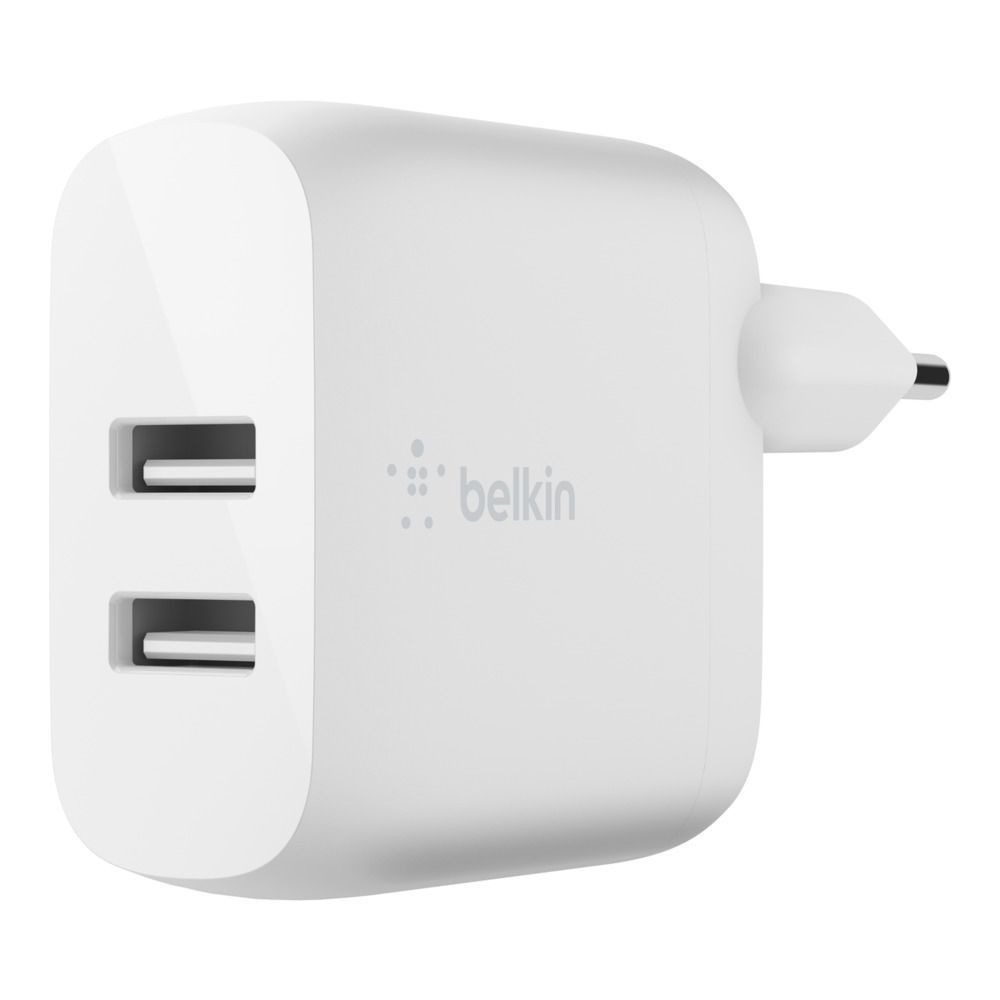 Belkin CARICABATTERIE 2 PORTE USBA, CAVO USB-A A LIGH. 1M [WCD001VF1MWH]
