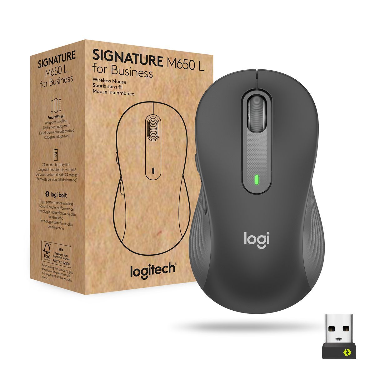 Logitech 910-006274 mouse Ufficio Mano destra RF senza fili + Bluetooth Ottico 4000 DPI [910-006274]