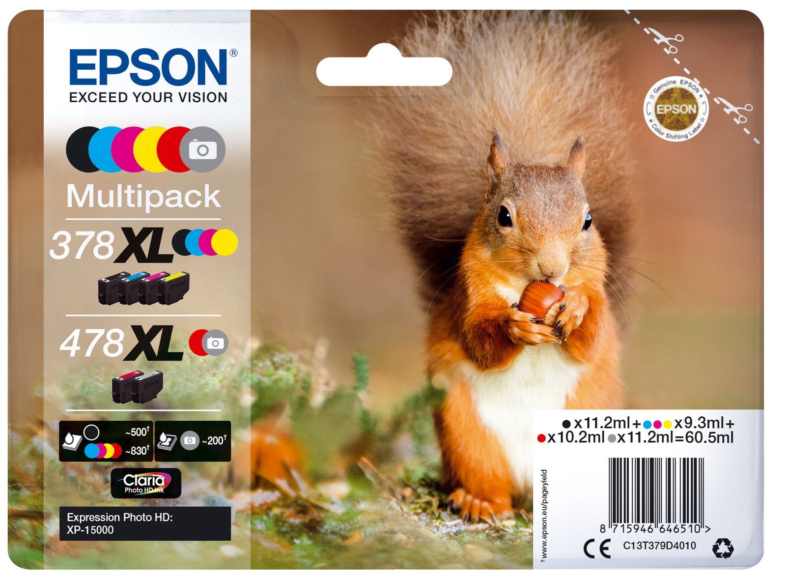 Epson Squirrel Multipack 6 colori Claria Photo HD Scoiattolo 378XL/478XL [C13T379D4010]