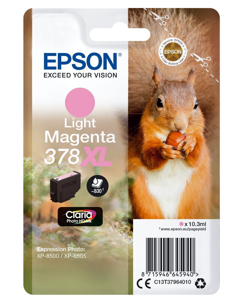 Epson Squirrel Singlepack Light Magenta 378XL Claria Photo HD Ink [C13T37964010]