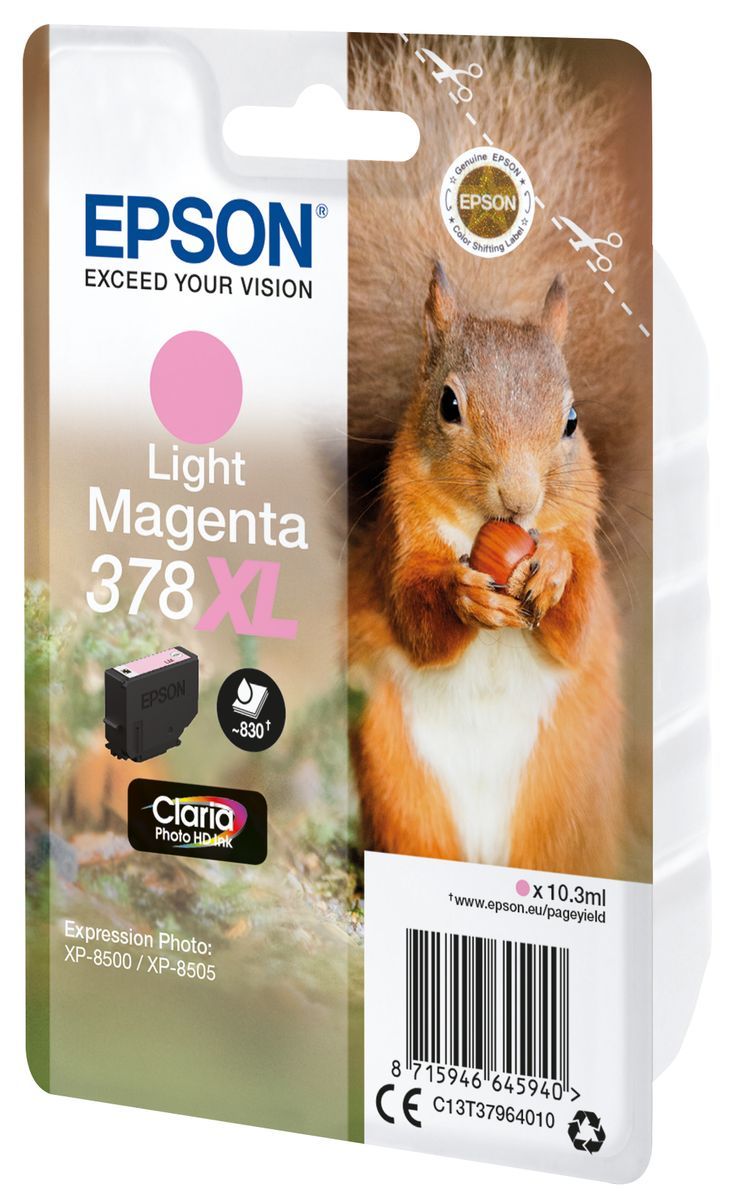 Epson Squirrel Singlepack Light Magenta 378XL Claria Photo HD Ink [C13T37964010]