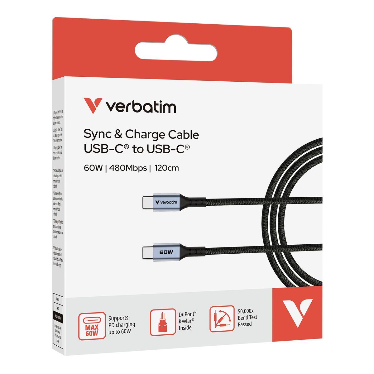 Verbatim 31845 cavo USB USB 2.0 1,2 m USB C 0,48 Gbit/s 100 W Nero [31845]