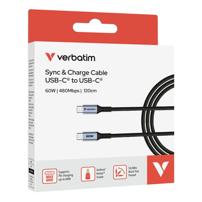 Verbatim 31845 cavo USB USB 2.0 1,2 m USB C 0,48 Gbit/s 100 W Nero [31845]