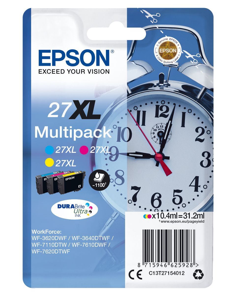 Epson Alarm clock Multipack 3-colour 27XL DURABrite Ultra Ink [C13T27154012]