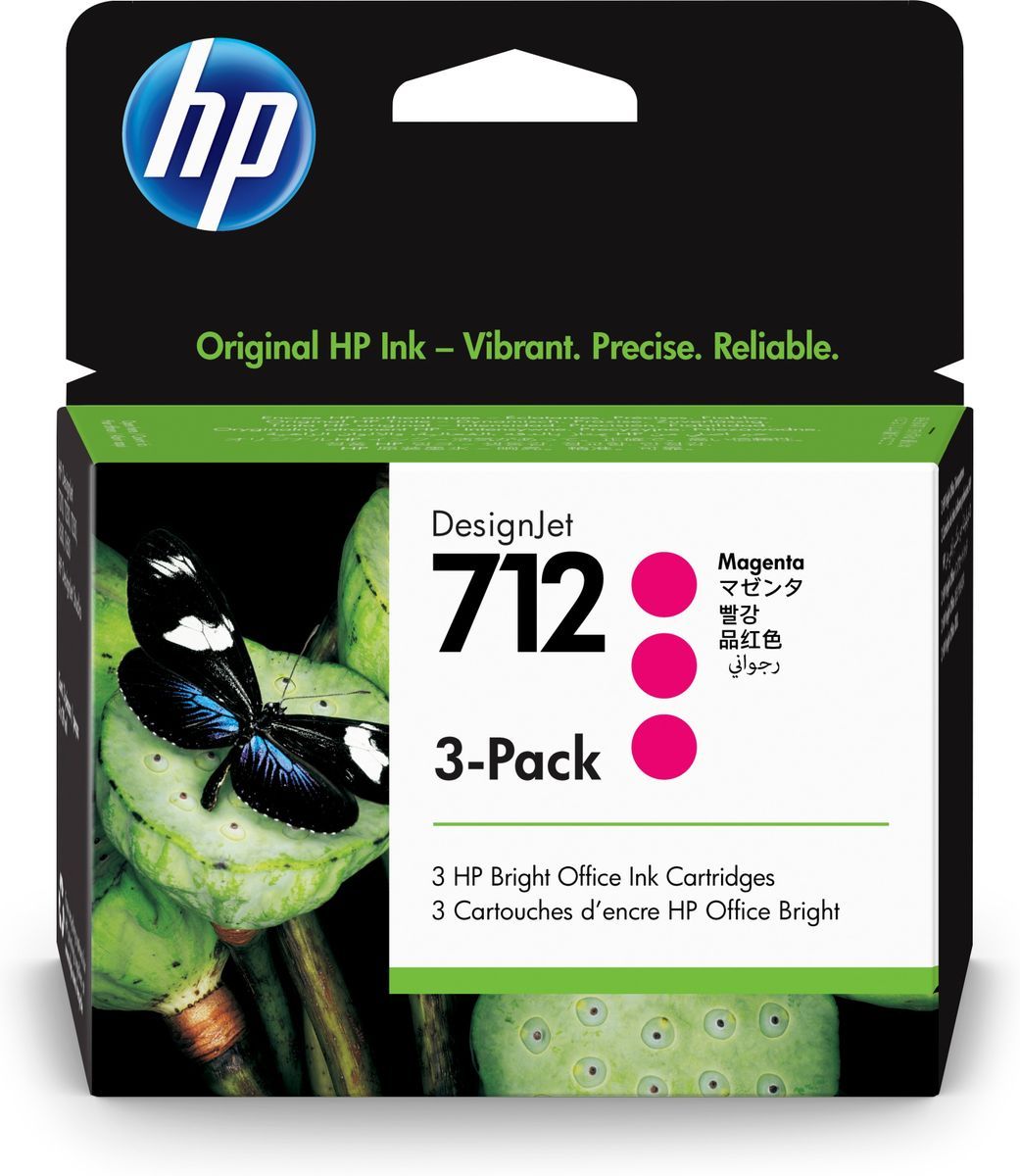 HP Confezione da 3 cartucce di inchiostro magenta originale DesignJet 712 da 29 ml [3ED78A]