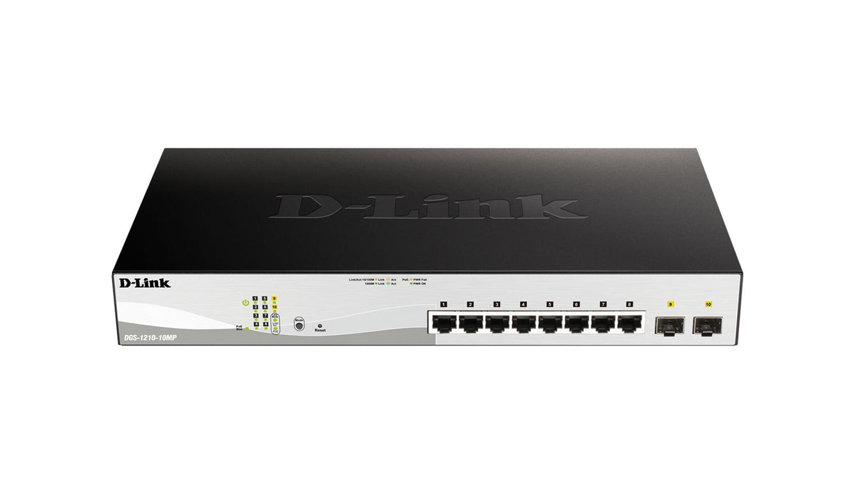 D-Link DGS-1210-10MP Gestito L2 Gigabit Ethernet (10/100/1000) Supporto Power over Ethernet (PoE) Nero, Grigio [DGS-1210-10MP/E]