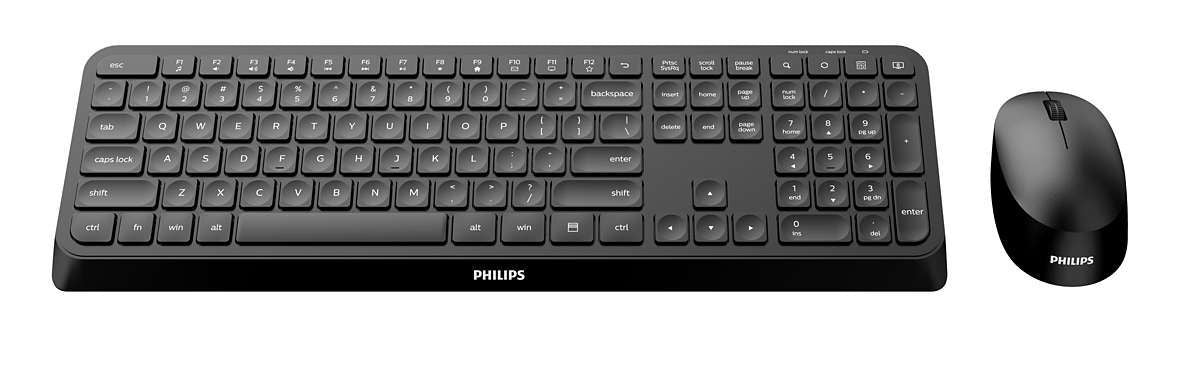 Philips Serie 3000 SPT6307B/34 tastiera Mouse incluso Casa RF Wireless Inglese US Nero [SPT6307B/34]