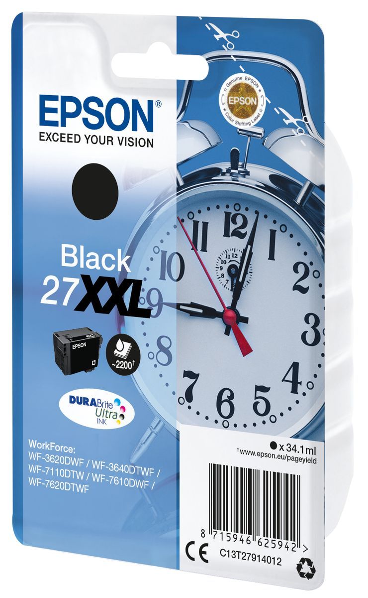 Epson Alarm clock Singlepack Black 27XXL DURABrite Ultra Ink [C13T27914012]