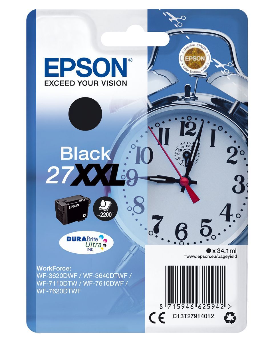 Epson Alarm clock Singlepack Black 27XXL DURABrite Ultra Ink [C13T27914012]
