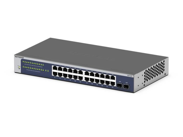 NETGEAR GS724Tv6 Gestito L2+/L3 Gigabit Ethernet (10/100/1000) 1U Blu, Grigio [GS724T-600EUS]