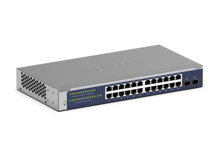 NETGEAR GS724T Gestito L2+/L3 Gigabit Ethernet (10/100/1000) 1U Blu, Grigio [GS724T-600EUS]