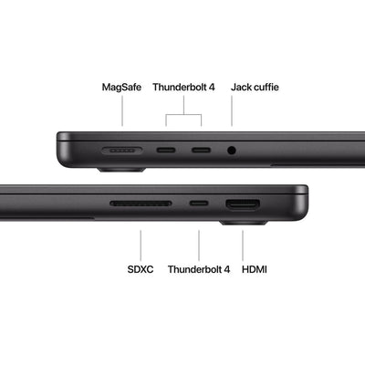 Apple MacBook Pro 14": Chip M4 con cpu 10 core e gpu 10 core, 1TB SSD - Nero siderale [MW2V3T/A]