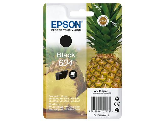 Epson 604 Pineapple Singlepack Black Ink [C13T10G14010]