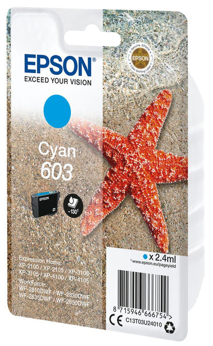 Epson Singlepack Cyan 603 Ink [C13T03U24010]