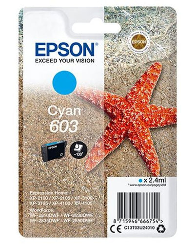 Epson Singlepack Cyan 603 Ink [C13T03U24010]