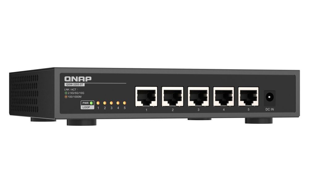 QNAP QSW-3205-5T switch di rete Non gestito 10G Ethernet (100/1000/10000) Desktop Nero [QSW-3205-5T]