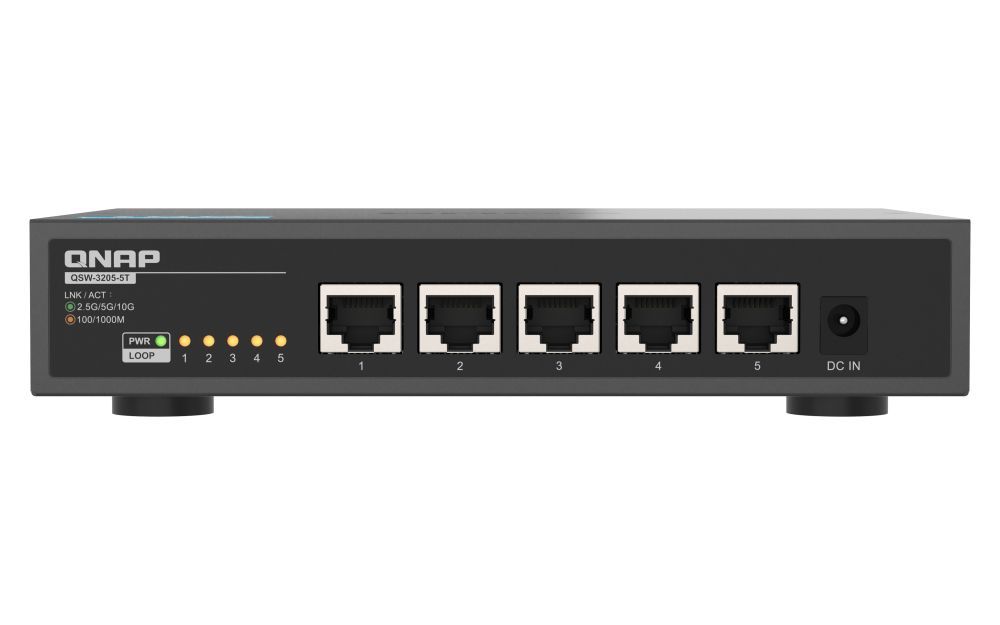QNAP QSW-3205-5T switch di rete Non gestito 10G Ethernet (100/1000/10000) Desktop Nero [QSW-3205-5T]
