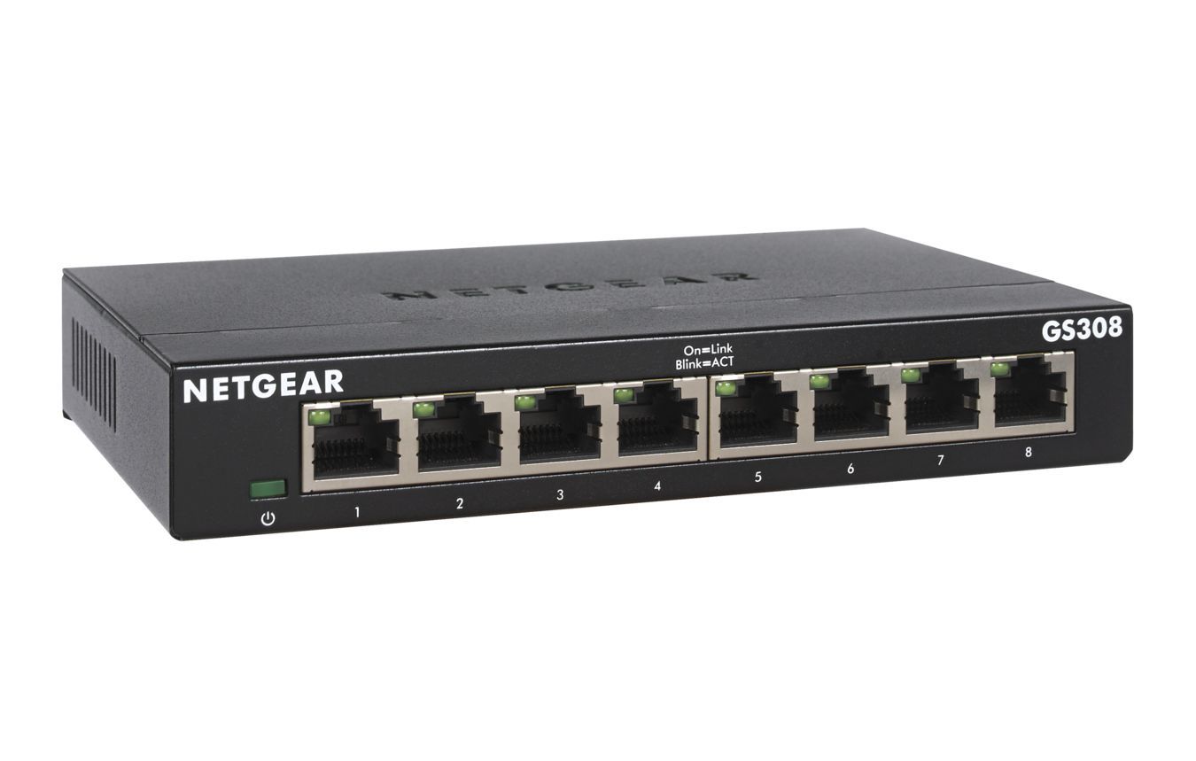NETGEAR GS308-300PES switch di rete Non gestito L2 Gigabit Ethernet (10/100/1000) Nero [GS308-300PES]