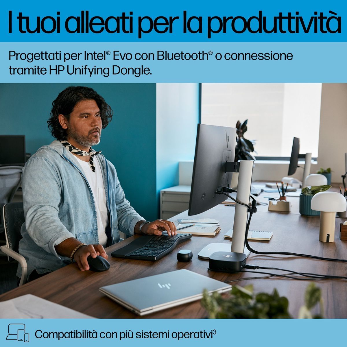 Kit Tastiera e Mouse wireless e Bluetooth dual-mode HP 685 Comfort [8T6L7UT#ABZ]