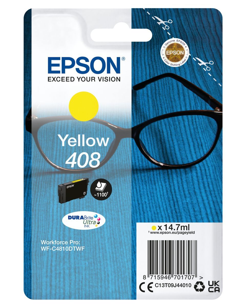 Epson Singlepack Yellow 408 DURABrite Ultra Ink [C13T09J44010]