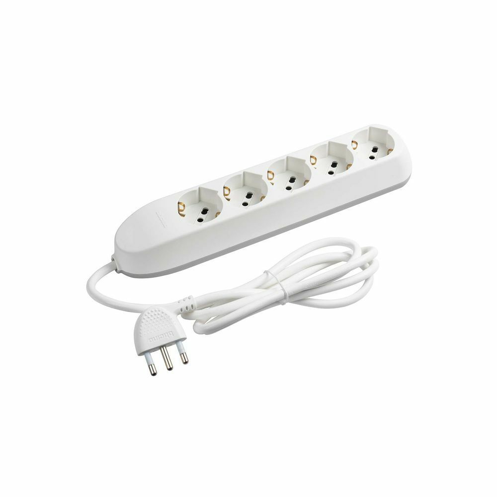 MULTIPRESA 5 SCHUKO/BIPASSO BIANCO [BT-3685D]