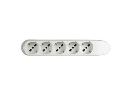 MULTIPRESA 5 SCHUKO/BIPASSO BIANCO [BT-3685D]