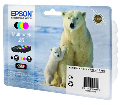 Epson Polar bear Multipack 4 colori Claria Premium Orso bianco 26 [C13T26164010]