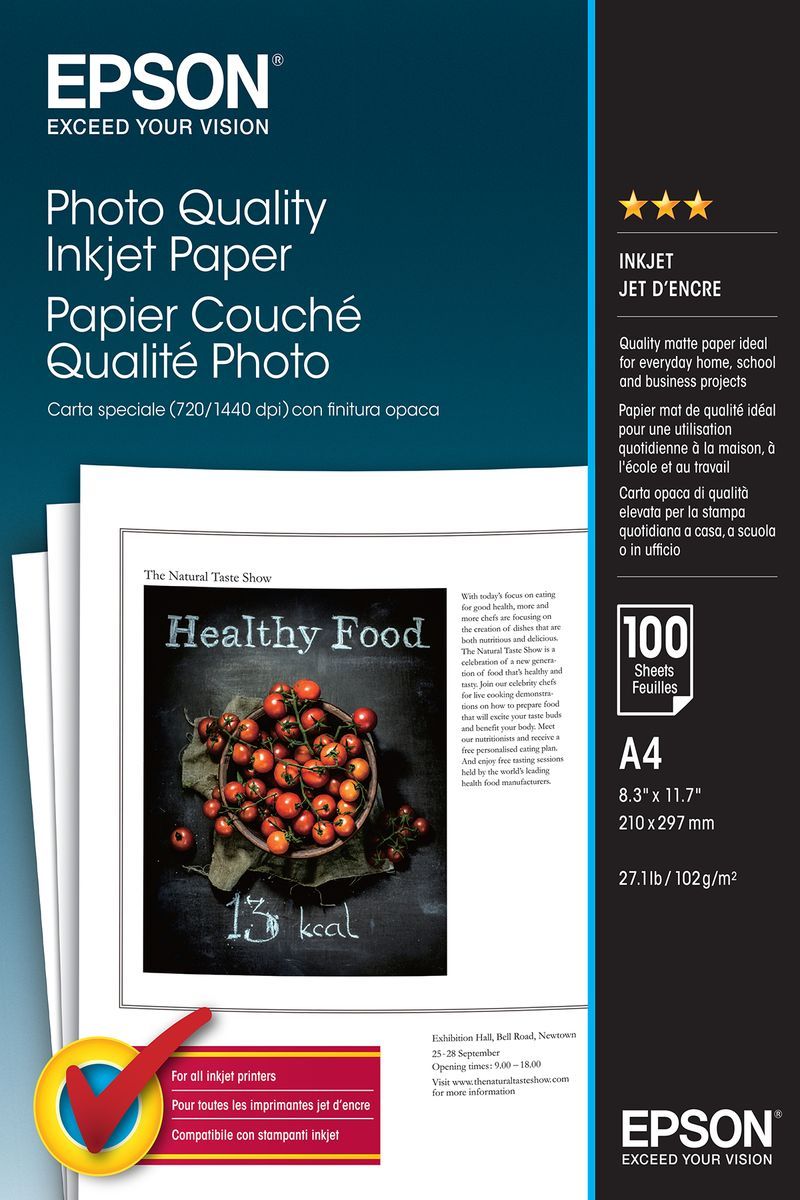 Epson Photo Quality Inkjet Paper - A4 - 100 Fogli [C13S041061]