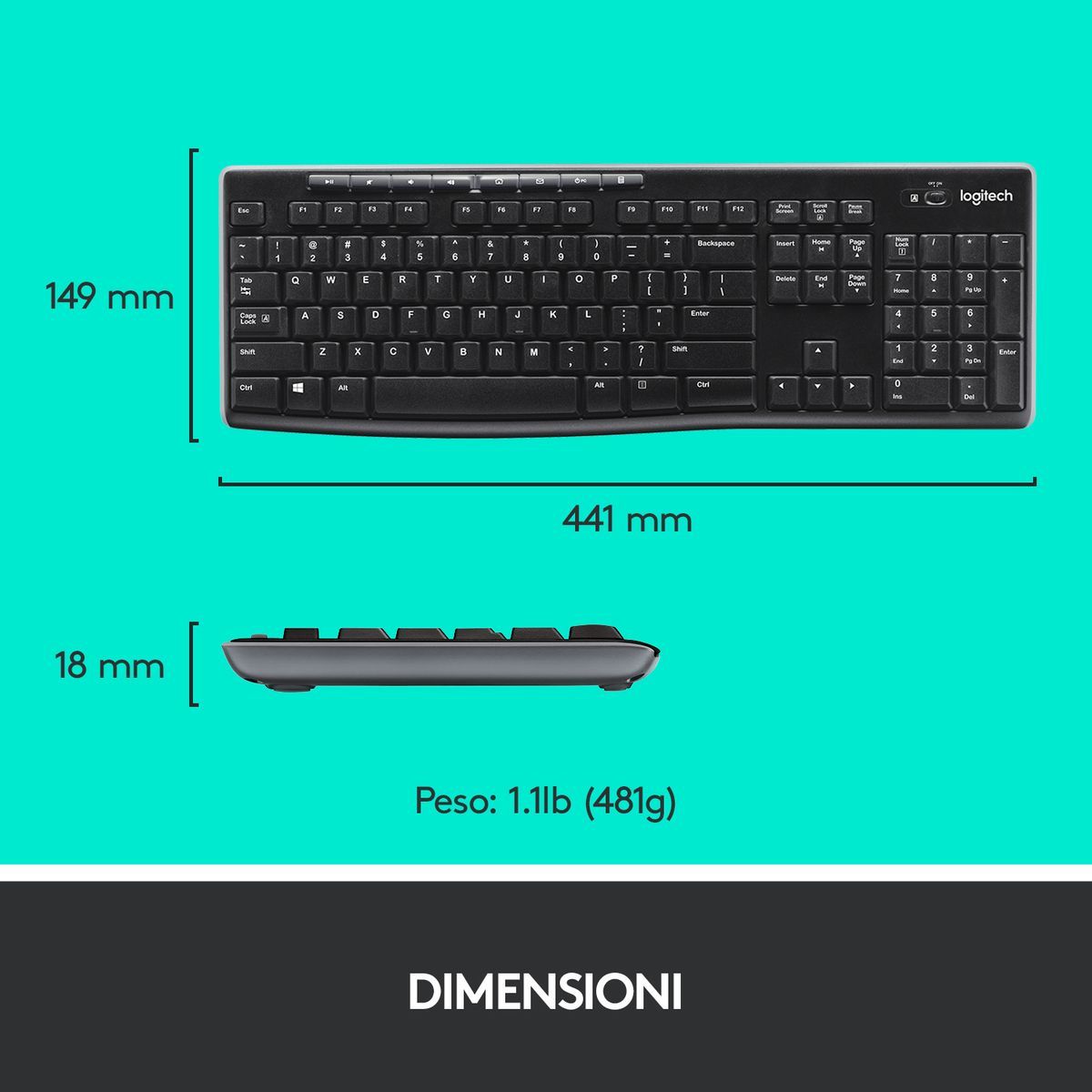 Logitech MK270 Combo Tastiera e Mouse Wireless [920-004512]
