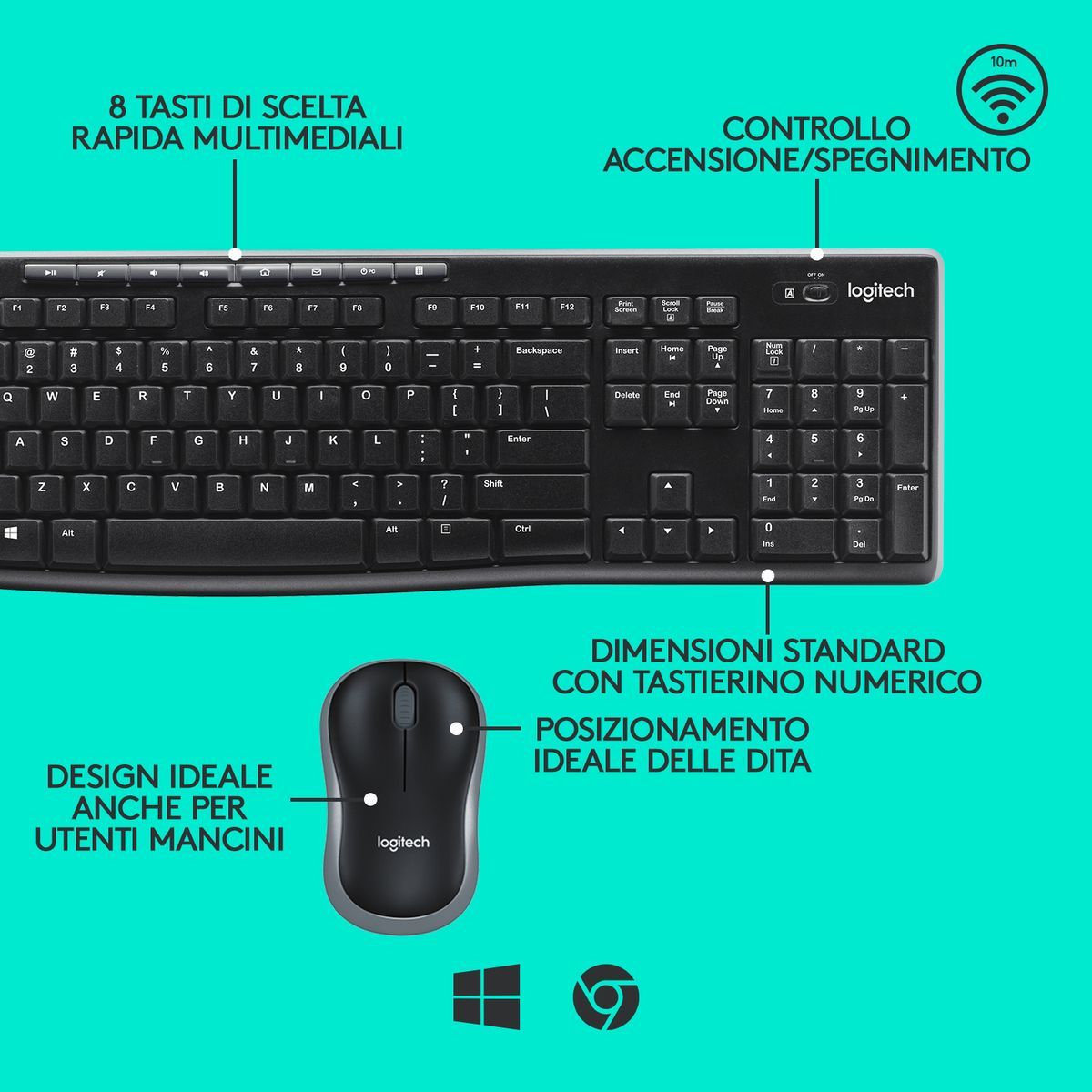 Logitech MK270 Combo Tastiera e Mouse Wireless [920-004512]