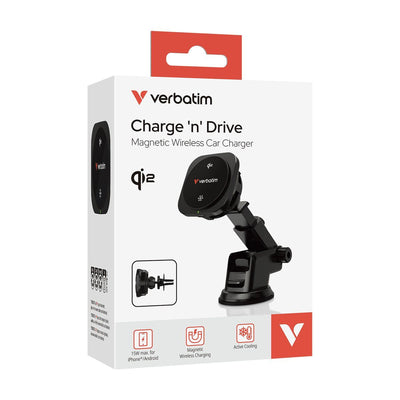 Verbatim Charge 'n' Drive Qi2 Smartphone Nero USB Carica wireless Ricarica rapida Auto [31861]