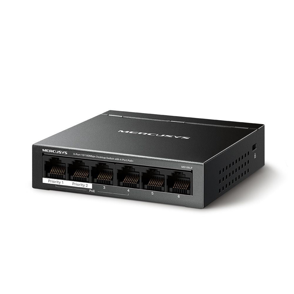 Mercusys MS106LP switch di rete Gestito Fast Ethernet (10/100) Supporto Power over Ethernet (PoE) Nero [MS106LP]