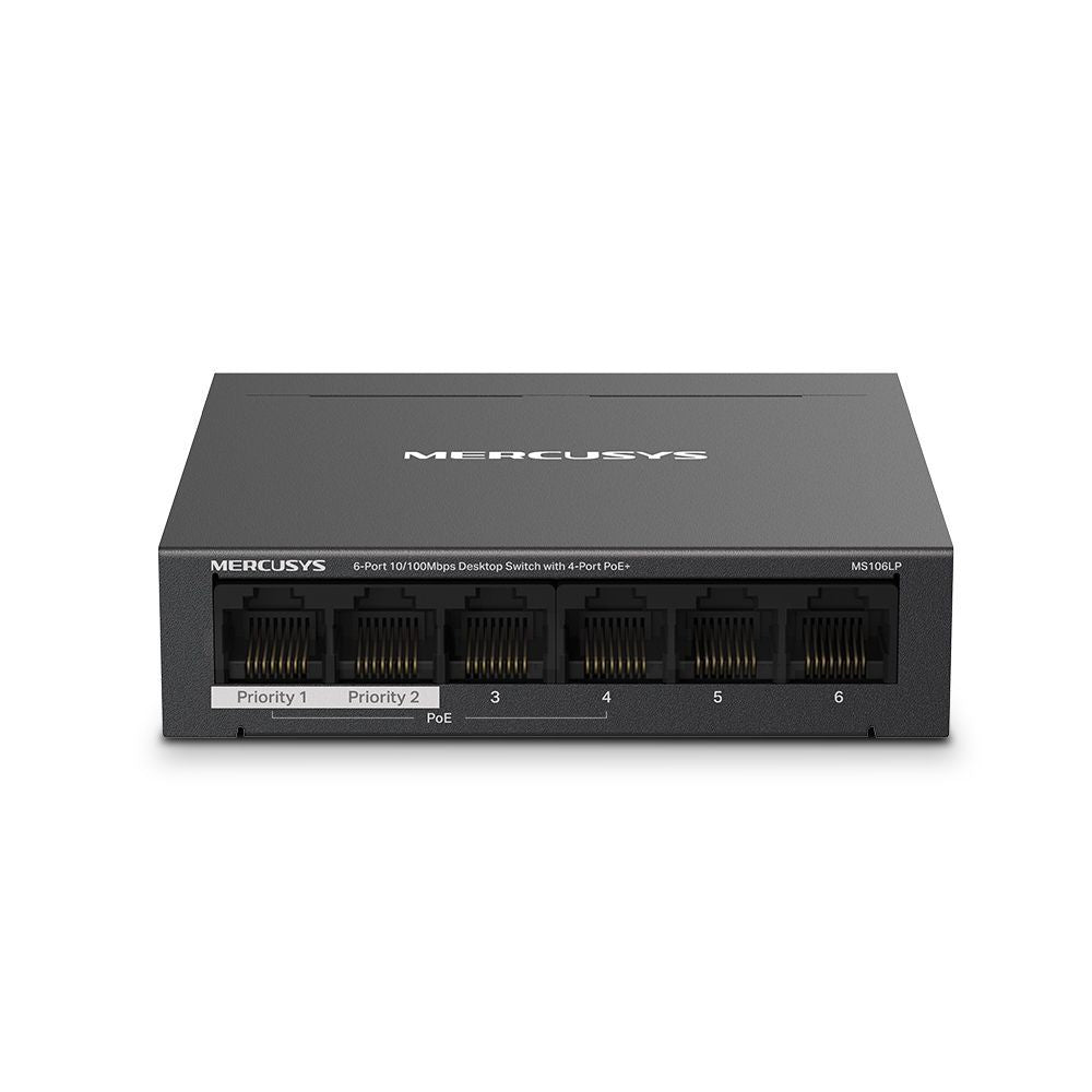 Mercusys MS106LP switch di rete Gestito Fast Ethernet (10/100) Supporto Power over Ethernet (PoE) Nero [MS106LP]